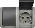 Kranz KR-78-0613 Блок горизонтальный 2 розетки INDUSTRIAL IP54 с/з, о/у, серый KRANZ