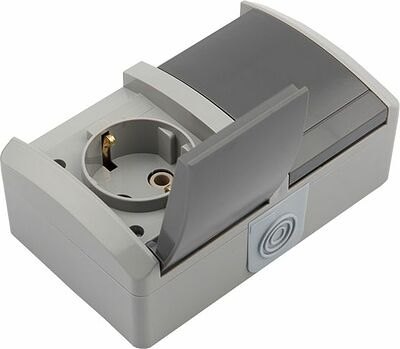 Kranz KR-78-0613 Блок горизонтальный 2 розетки INDUSTRIAL IP54 с/з, о/у, серый KRANZ