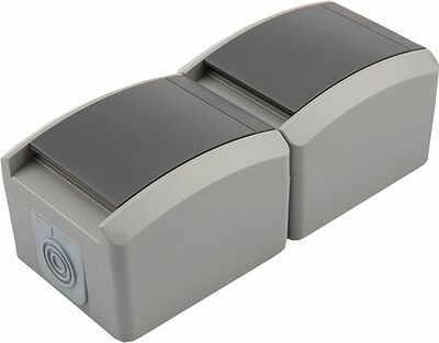 Kranz KR-78-0615 Блок вертикальный 2 розетки INDUSTRIAL IP54 с/з, о/у, серый KRANZ