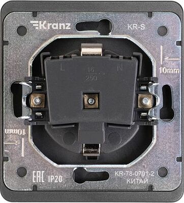 Kranz KR-78-0701-2 Розетка ROUND 1-ая с/з с/у, со шторками 16А титан KRANZ