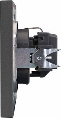 Kranz KR-78-0701-6 Розетка STRONG 1-ая с/з с/у, со шторками 16А графит KRANZ