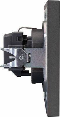 Kranz KR-78-0701-6 Розетка STRONG 1-ая с/з с/у, со шторками 16А графит KRANZ