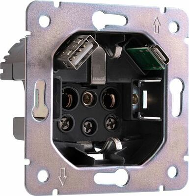 Kranz KR-78-0704-5 Розетка STRONG 1-ая с/з с/у з/ш 16А с USB A+C быстрой зарядки 5В/3А антрацит KRANZ