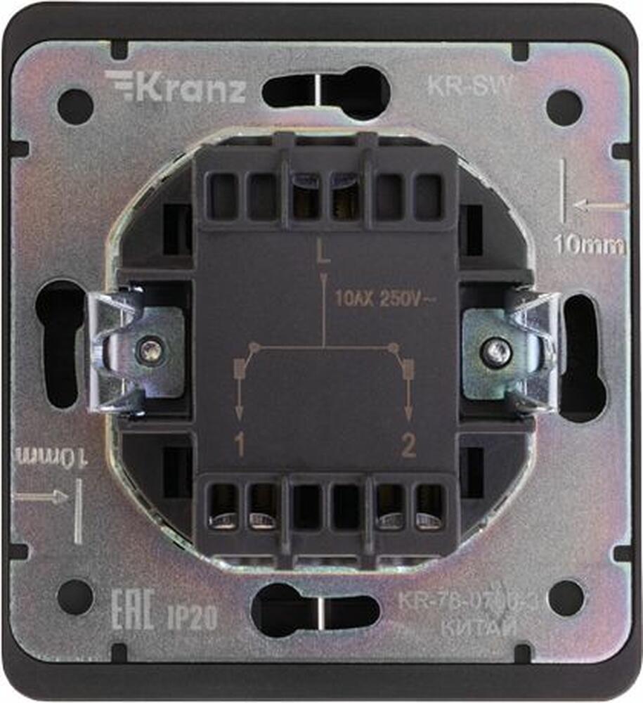 Kranz KR-78-0706-3 Выключатель ROUND 2 кл 10А с/у оникс KRANZ