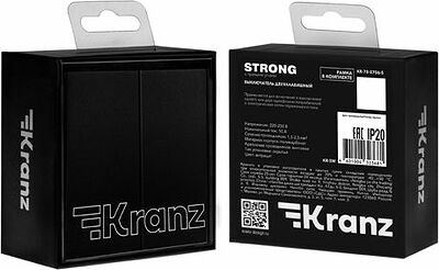 Kranz KR-78-0706-5 Выключатель STRONG 2 кл 10А с/у антрацит KRANZ