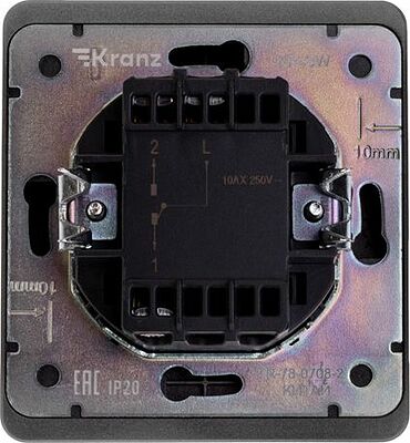 Kranz KR-78-0708-2 Выключатель ROUND 1 кл проходной (переключатель) 10А с/у титан KRANZ