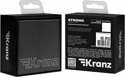 Kranz KR-78-0709-6 Выключатель STRONG 2 кл проходной (переключатель) 10А с/у графит KRANZ