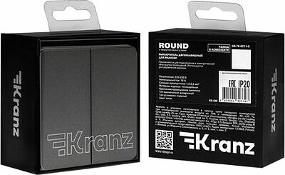 Kranz KR-78-0711-2 Выключатель ROUND 2 кл для жалюзи возвратный 10А с/у титан KRANZ