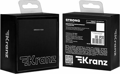 Kranz KR-78-0713-5 Выключатель STRONG 1 кл с подсветкой 10А с/у антрацит KRANZ