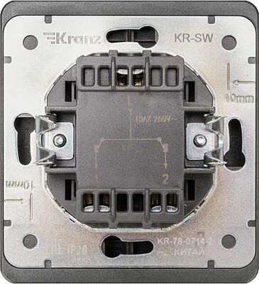 Kranz KR-78-0714-2 Выключатель ROUND 2 кл с подсветкой 10А с/у титан KRANZ