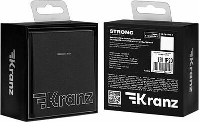 Kranz KR-78-0716-5 Выключатель STRONG 1 кл проходной (переключатель) с подсветкой 10А с/у антрацит KRANZ
