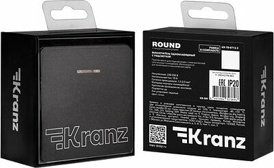 Kranz KR-78-0718-2 Выключатель ROUND 1 кл перекрестный (переключатель) с подсветкой 10А с/у титан KRANZ