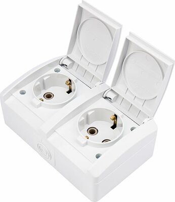 Kranz KR-78-0803 Блок горизонтальный 2 розетки (керамика) INDUSTRIAL IP54 с/з, о/у, белый KRANZ