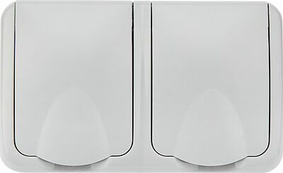 Kranz KR-78-0806 Блок горизонтальный 2 розетки Mini OG IP54 с/з, о/у, серый KRANZ