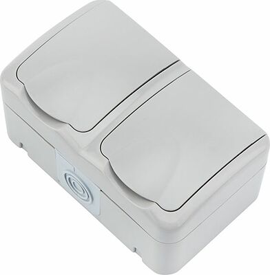 Kranz KR-78-0806 Блок горизонтальный 2 розетки Mini OG IP54 с/з, о/у, серый KRANZ