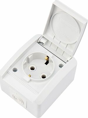 Kranz KR-78-0816 Розетка одноместная INDUSTRIAL IP54 с/з, о/у, белая KRANZ