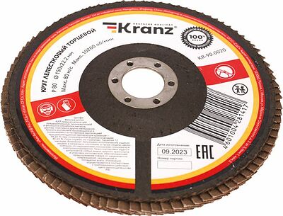 Kranz KR-90-0020 Круг лепестковый торцевой, P80, 150х22,2мм KRANZ
