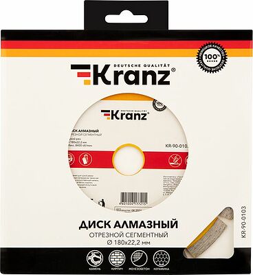 Kranz KR-90-0103 Диск алмазный отрезной сегментный 180x22,2x2,2x10мм KRANZ