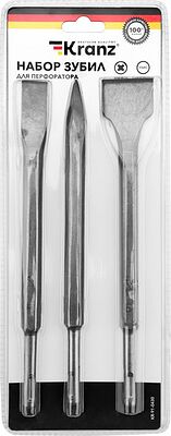 Kranz KR-91-0430 Набор зубил для перфоратора SDS PLUS, 3 предмета KRANZ