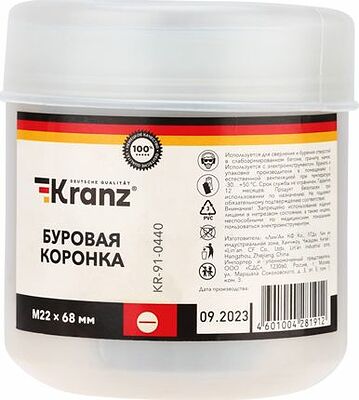 Kranz KR-91-0440 Буровая коронка M22х68мм KRANZ