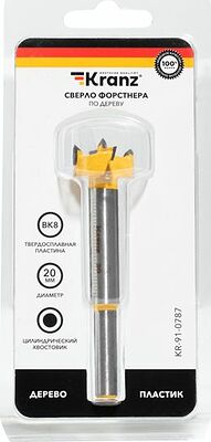 Kranz KR-91-0787 Сверло Форстнера по дереву, 20мм, цилиндрический хвостовик KRANZ