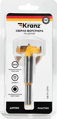 Kranz KR-91-0791 Сверло Форстнера по дереву, 35мм, цилиндрический хвостовик KRANZ