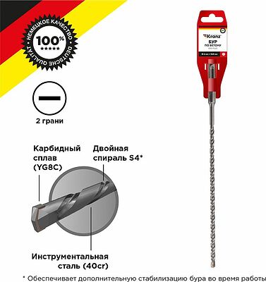 Kranz KR-91-0813 Бур по бетону 6x260x200мм SDS PLUS KRANZ