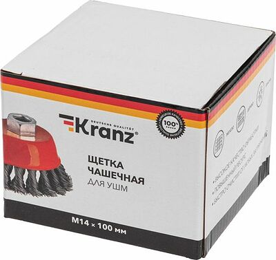Kranz KR-91-1234 Щетка чашечная для УШМ, крученая стальная проволока, 100мм, М14 KRANZ