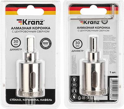 Kranz KR-92-0010 Коронка алмазная 30мм по керамограниту с центровочным сверлом KRANZ