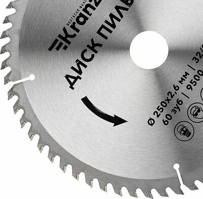 Kranz KR-92-0129 Диск пильный 250 мм х 60 зуб х 32/30 мм KRANZ