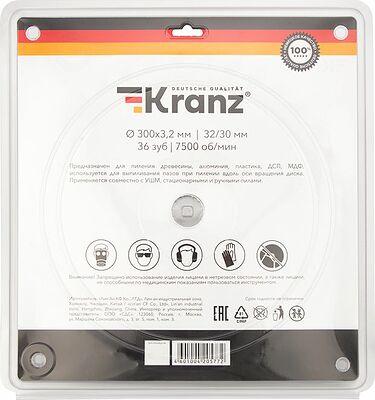 Kranz KR-92-0132 Диск пильный 300 мм х 36 зуб х 32/30 мм KRANZ