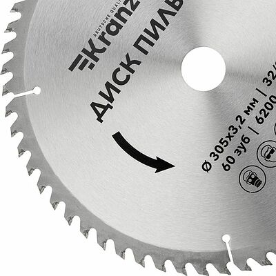 Kranz KR-92-0135 Диск пильный 305 мм х 60 зуб х 32/30 мм KRANZ