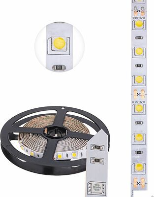 LAMPER 141-2023 Лента светодиодная 12В, SMD5050, 14,4Вт/м, 60 LED/м, 4000К, 10мм, 3м, для БП с клеммами, IP20 LAMPER
