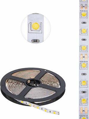 LAMPER 141-2026 Лента светодиодная 12В, SMD5050, 14,4Вт/м, 60 LED/м, 4000К, 10мм, 5м, для БП с клеммами, IP20 LAMPER