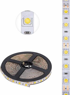 LAMPER 141-2028 Лента светодиодная 12В, SMD5050, 14,4Вт/м, 60 LED/м, 2700К, 10мм, 5м, для БП с клеммами, IP65 LAMPER