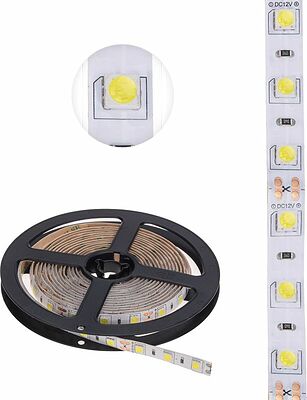 LAMPER 141-2029 Лента светодиодная 12В, SMD5050, 14,4Вт/м, 60 LED/м, 6500К, 10мм, 3м, для БП с клеммами, IP65 LAMPER