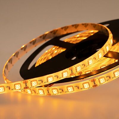 LAMPER 141-492 Лента светодиодная 12В, SMD5050, 14,4Вт/м, 60 LED/м, желтый, 10мм, 5м, IP65 LAMPER