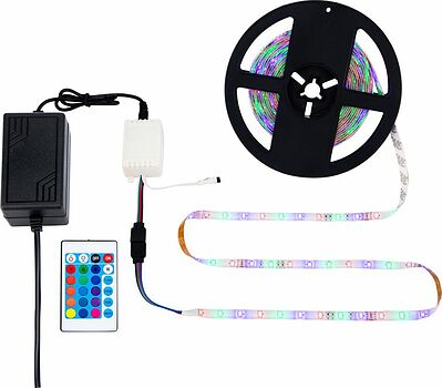 LAMPER 142-402 Комплект светодиодной ленты 5 м с блоком питания и RGB контроллером IP65, свечение RGB LAMPER