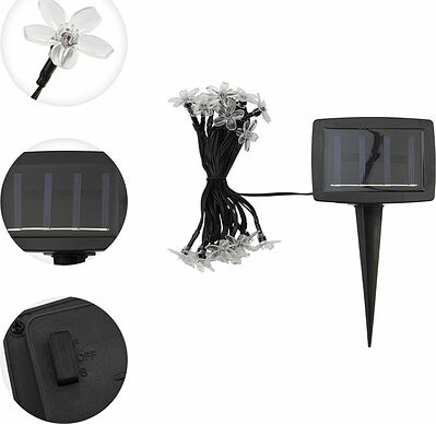 LAMPER 602-270 Гирлянда садовая (каскад) Ночной букет 4м, мультиколор, с аккумулятором и выносной солнечной панелью LAMPER