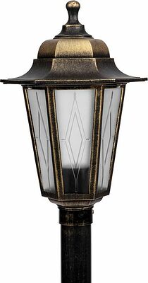 LAMPER 602-302 Светильник садово-парковый НТУ 06-60-002 У1 quot;Оскар 3 quot;, столб, черный под бронзу, пластик (рельеф ромб), шестигранный, под лампу Е27 LAMPER