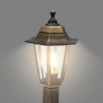 LAMPER 602-304 Светильник садово-парковый НТУ 06-60-001 У1 quot;Оскар 1 quot;, столб малый, черный под бронзу, стекло прозрачное, шестигранный, под лампу Е27 LAMPER
