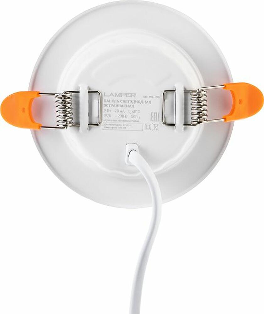 LAMPER 606-1006 Панель светодиодная встраиваемая круглая 9Вт 230В 4000К 630Лм 118мм белая IP20 LAMPER