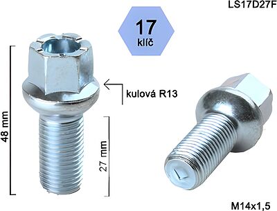 Bimecc Болт M14x1,5 (48/ 27) hex17 сфера цинк (ИТАЛИЯ) LS17D27F BC LS17D27F
