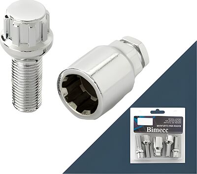 Bimecc Болт секретный M12x1,5 (52/30), конус, 4+1 ключ, Цинк, UB130 BC S032977