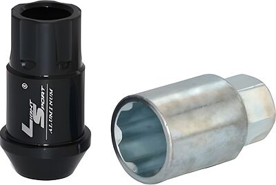 LS Гайка M12x1,5 (44) внешний спец алюминиевая black 20+1 ключ (КИТАЙ) AL116 S033822