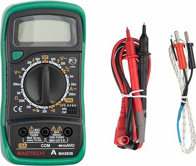 Mastech 13-2008 Портативный мультиметр MAS838 в кожухе с прозвонкой и измерением температуры MASTECH