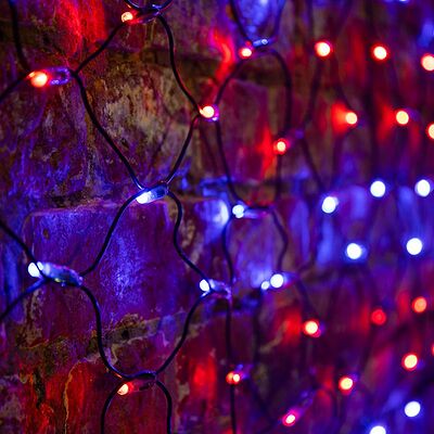 NEON-NIGHT 215-033 Гирлянда светодиодная Сеть 2,5х2,5м 432 LED КРАСНЫЙ/СИНИЙ черный ПВХ IP65 свечение с динамикой 230В контроллер в комплекте NEON-NIGHT 