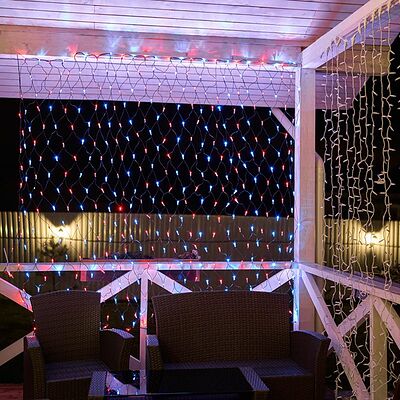NEON-NIGHT 215-033 Гирлянда светодиодная Сеть 2,5х2,5м 432 LED КРАСНЫЙ/СИНИЙ черный ПВХ IP65 свечение с динамикой 230В контроллер в комплекте NEON-NIGHT 