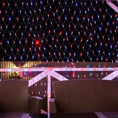 NEON-NIGHT 215-033 Гирлянда светодиодная Сеть 2,5х2,5м 432 LED КРАСНЫЙ/СИНИЙ черный ПВХ IP65 свечение с динамикой 230В контроллер в комплекте NEON-NIGHT 