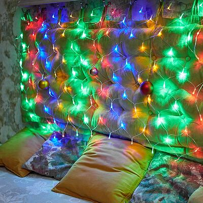 NEON-NIGHT 215-119-6 Гирлянда Сеть 1х1,5м, прозрачный ПВХ, 96 LED Мультиколор